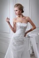 A-Line Strapless Satin Lace Organza Sweet Wedding Dresses 2030331