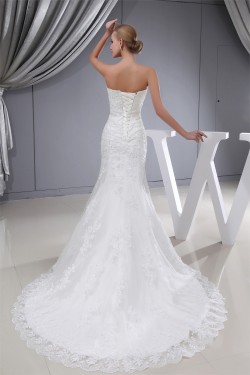 Trumpet/Mermaid Sweetheart Satin Lace Wedding Dresses 2030332