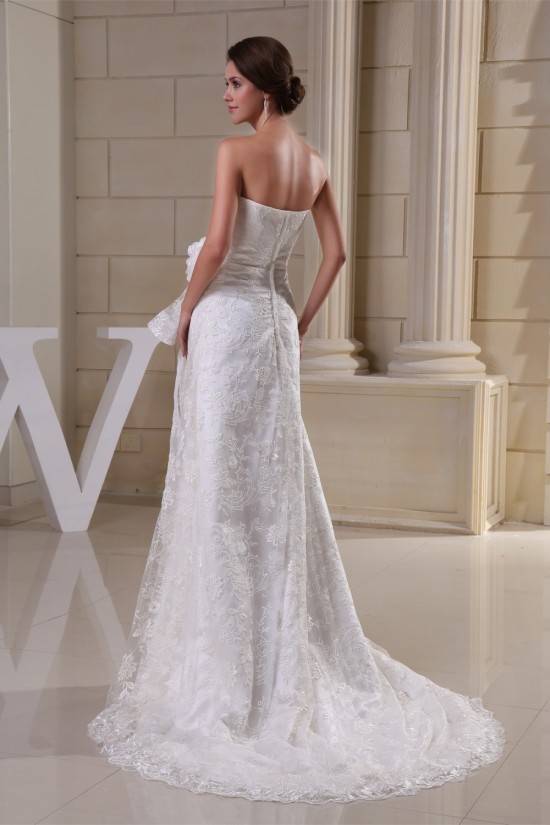 Sheath/Column Sweetheart Sleeveless Satin Lace Sweet Wedding Dresses 2030337 Sheath/Column Sweetheart Sleeveless Satin Lace Sweet Wedding Dresses 2030337