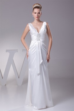 Sheath/Column V-Neck Sleeveless Wedding Dresses 2030340