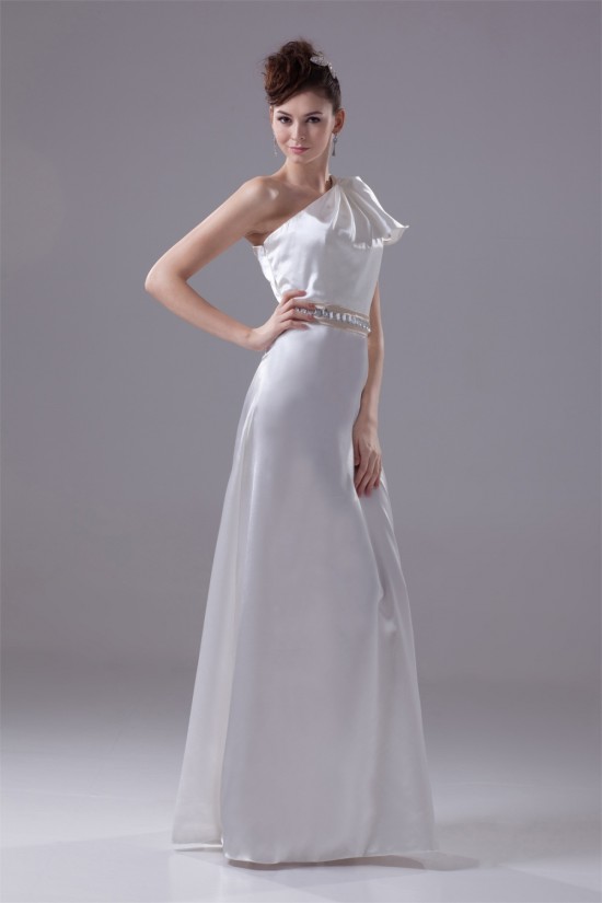 A-Line One-Shoulder Silk like Satin Sleeveless Beaded Wedding Dresses 2030341 A-Line One-Shoulder Silk like Satin Sleeveless Beaded Wedding Dresses 2030341