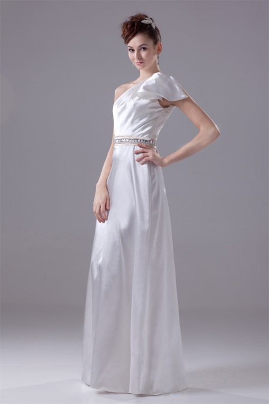 A-Line One-Shoulder Silk like Satin Sleeveless Beaded Wedding Dresses 2030341 A-Line One-Shoulder Silk like Satin Sleeveless Beaded Wedding Dresses 2030341