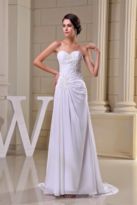 Sheath/Column New Arrival Chiffon Lace Beaded Wedding Dresses 2030343