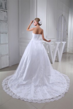A-Line Sleeveless Satin Lace Fine Netting Best Wedding Dresses with A Lace Jacket 2030346