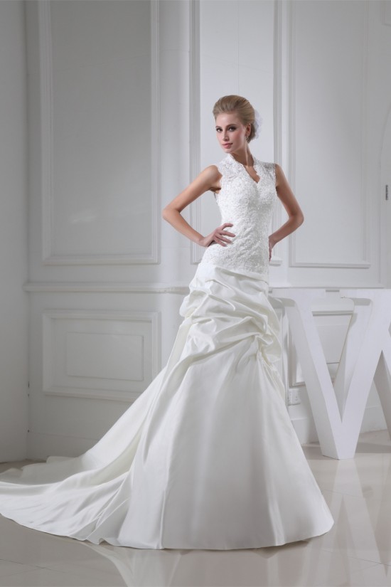 Trumpet/Mermaid Satin Lace Fine Netting New Arrival Wedding Dresses 2030347 Trumpet/Mermaid Satin Lace Fine Netting New Arrival Wedding Dresses 2030347
