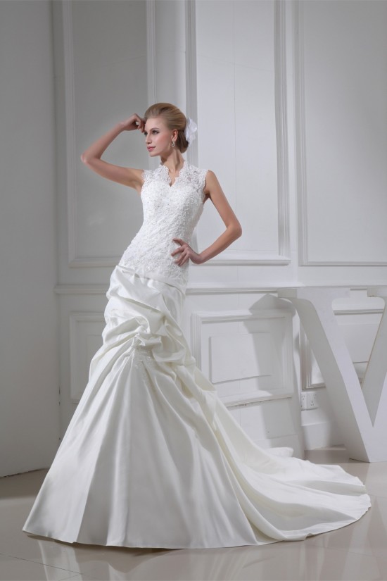 Trumpet/Mermaid Satin Lace Fine Netting New Arrival Wedding Dresses 2030347 Trumpet/Mermaid Satin Lace Fine Netting New Arrival Wedding Dresses 2030347
