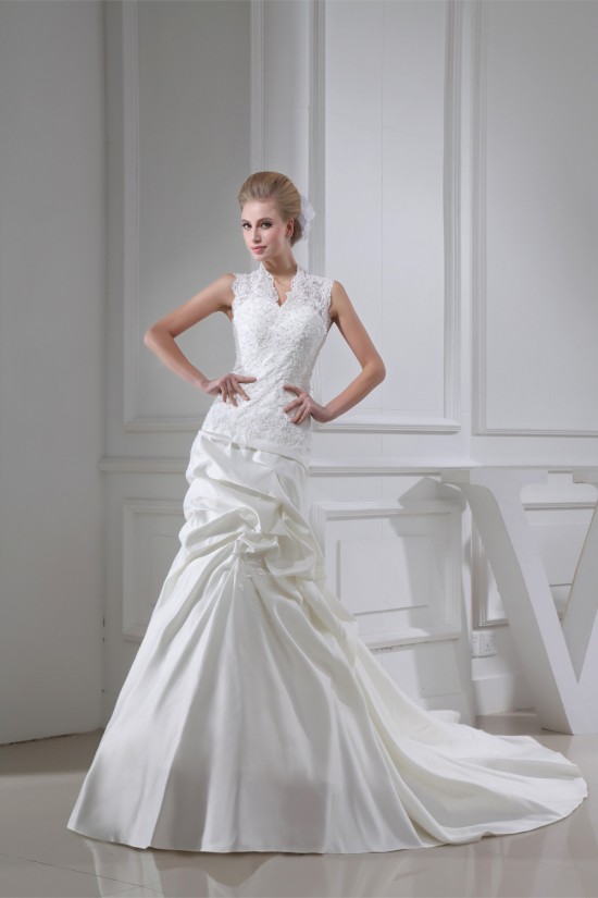 Trumpet/Mermaid Satin Lace Fine Netting New Arrival Wedding Dresses 2030347 Trumpet/Mermaid Satin Lace Fine Netting New Arrival Wedding Dresses 2030347