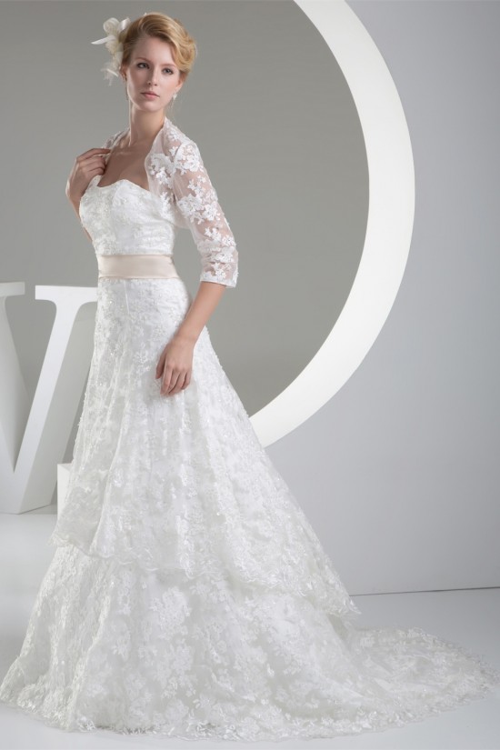 A-Line Satin Lace Silk like Satin Wedding Dresses with A Lace Jacket 2030348 A-Line Satin Lace Silk like Satin Wedding Dresses with A Lace Jacket 2030348