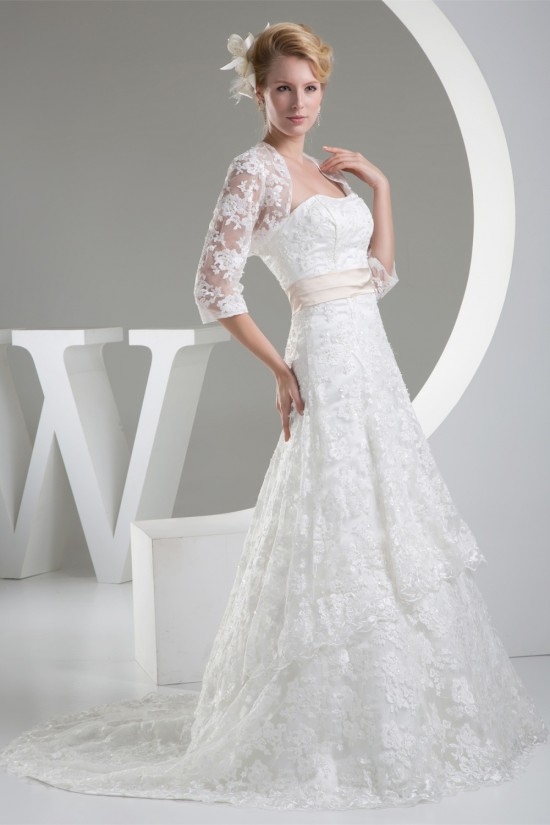 A-Line Satin Lace Silk like Satin Wedding Dresses with A Lace Jacket 2030348 A-Line Satin Lace Silk like Satin Wedding Dresses with A Lace Jacket 2030348
