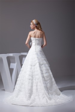 A-Line Satin Organza Sleeveless Strapless Wedding Dresses 2030349