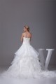 A-Line Satin Organza Lace Sleeveless Strapless Chapel Train Wedding Dresses 2030350