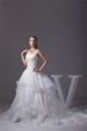 A-Line Satin Organza Lace Sleeveless Strapless Chapel Train Wedding Dresses 2030350