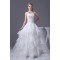 A-Line Satin Organza Lace Sleeveless Strapless Chapel Train Wedding Dresses 2030350