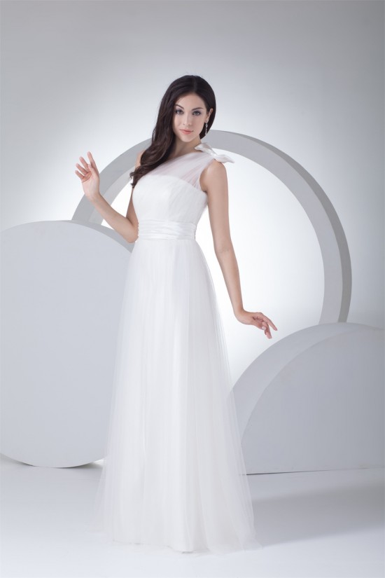 A-Line One-Shoulder Satin Silk like Satin Fine Netting Wedding Dresses 2030352 A-Line One-Shoulder Satin Silk like Satin Fine Netting Wedding Dresses 2030352