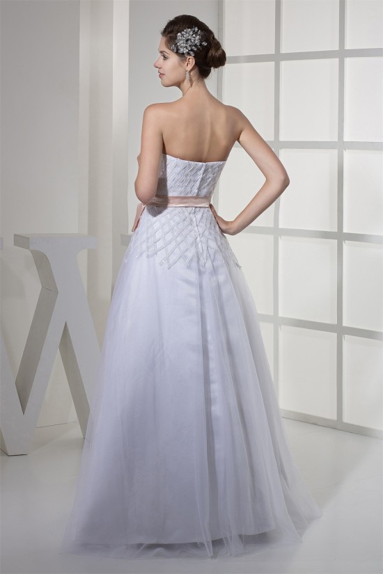 A-Line Strapless Sleeveless Satin Fine Netting Wedding Dresses 2030353 A-Line Strapless Sleeveless Satin Fine Netting Wedding Dresses 2030353