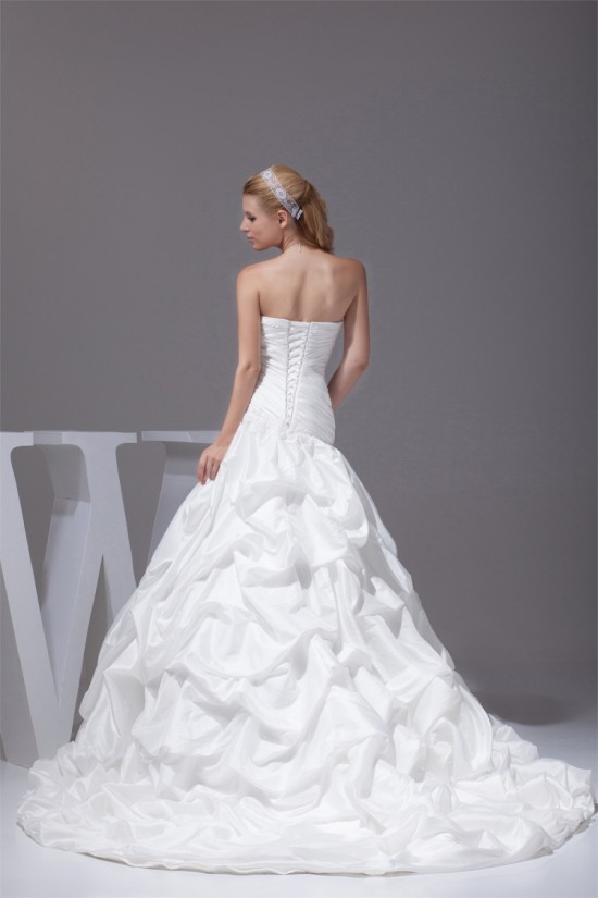 A-Line Strapless Satin Taffeta Sweet Wedding Dresses 2030355