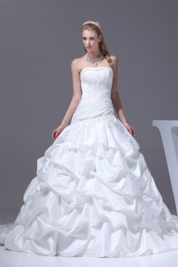 A-Line Strapless Satin Taffeta Sweet Wedding Dresses 2030355