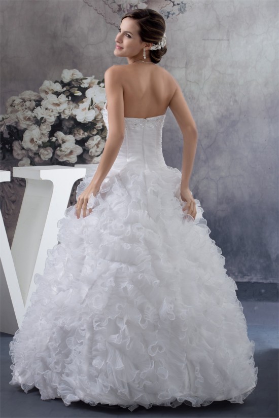 Sleeveless A-Line Sweetheart Satin Organza New Arrival Wedding Dresses 2030357