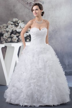 Sleeveless A-Line Sweetheart Satin Organza New Arrival Wedding Dresses 2030357