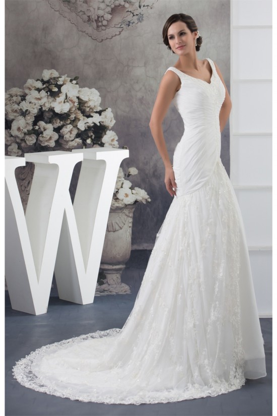 A-Line V-Neck Sleeveless Chiffon Satin Lace Best Wedding Dresses 2030358 A-Line V-Neck Sleeveless Chiffon Satin Lace Best Wedding Dresses 2030358