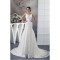 A-Line V-Neck Sleeveless Chiffon Satin Lace Best Wedding Dresses 2030358