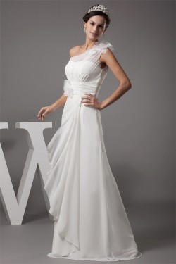 Sheath/Column Chiffon Silk like Satin New Arrival Wedding Dresses 2030361