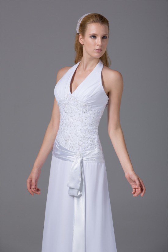 Sleeveless Chiffon Silk like Satin Halter Reception Wedding Dresses 2030362 Sleeveless Chiffon Silk like Satin Halter Reception Wedding Dresses 2030362