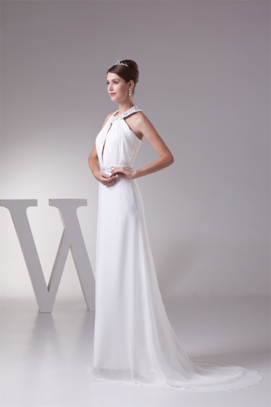 A-Line Chiffon Silk like Satin Halter Beaded Sweet Wedding Dresses 2030363 A-Line Chiffon Silk like Satin Halter Beaded Sweet Wedding Dresses 2030363