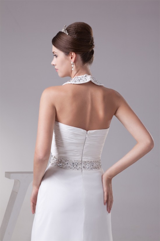 A-Line Chiffon Silk like Satin Halter Beaded Sweet Wedding Dresses 2030363 A-Line Chiffon Silk like Satin Halter Beaded Sweet Wedding Dresses 2030363