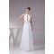 A-Line Chiffon Silk like Satin Halter Beaded Sweet Wedding Dresses 2030363