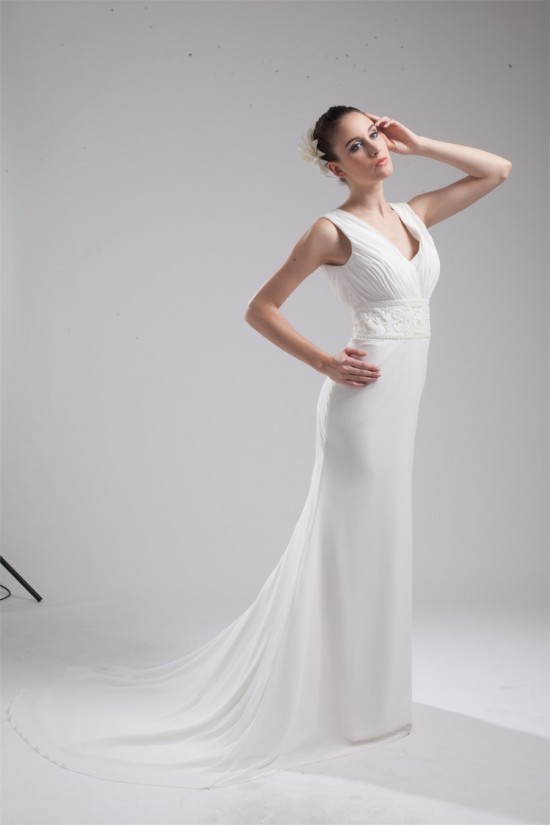 Trumpet/Mermaid Sleeveless Chiffon Beaded Reception Wedding Dresses 2030365 Trumpet/Mermaid Sleeveless Chiffon Beaded Reception Wedding Dresses 2030365