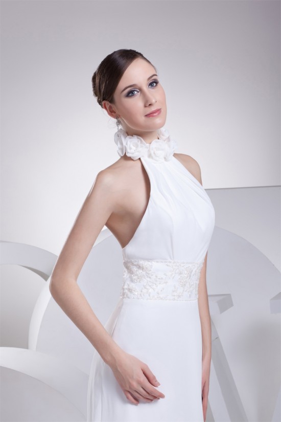 A-Line Halter Chiffon Silk like Satin Wedding Dresses 2030366 A-Line Halter Chiffon Silk like Satin Wedding Dresses 2030366