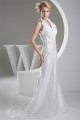 Sleeveless Halter Lace Taffeta Sheath/Column Sweet Wedding Dresses 2030367