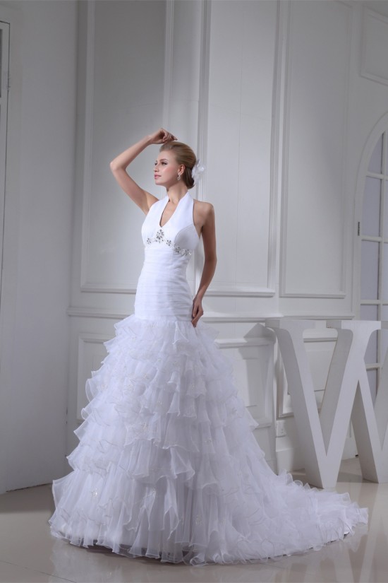 Sleeveless Halter Satin Organza Princess Reception Wedding Dresses 2030368 Sleeveless Halter Satin Organza Princess Reception Wedding Dresses 2030368