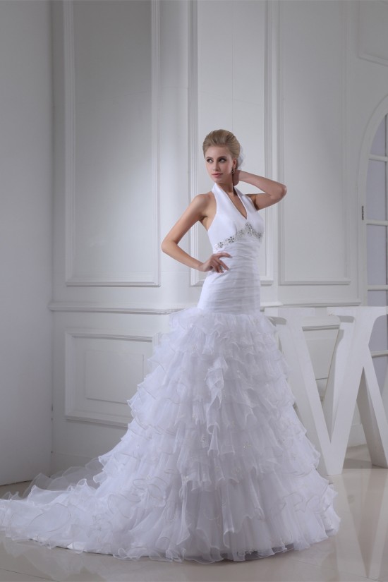 Sleeveless Halter Satin Organza Princess Reception Wedding Dresses 2030368 Sleeveless Halter Satin Organza Princess Reception Wedding Dresses 2030368