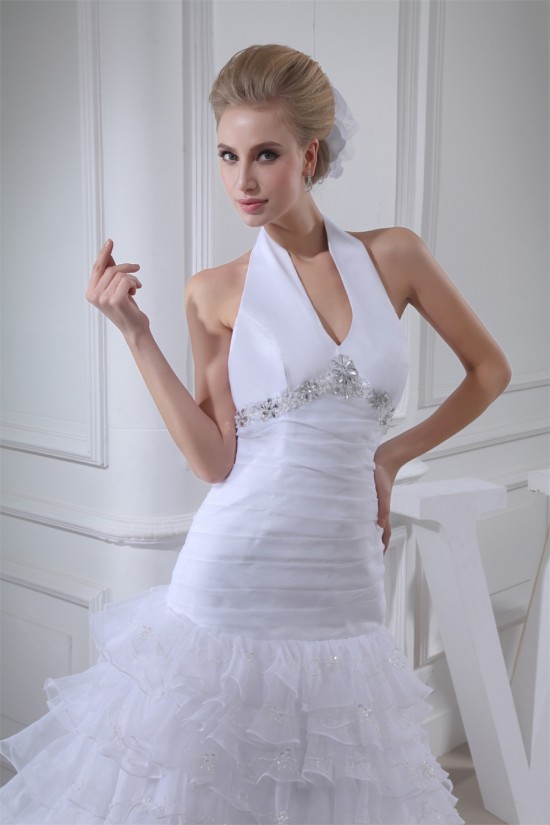Sleeveless Halter Satin Organza Princess Reception Wedding Dresses 2030368 Sleeveless Halter Satin Organza Princess Reception Wedding Dresses 2030368
