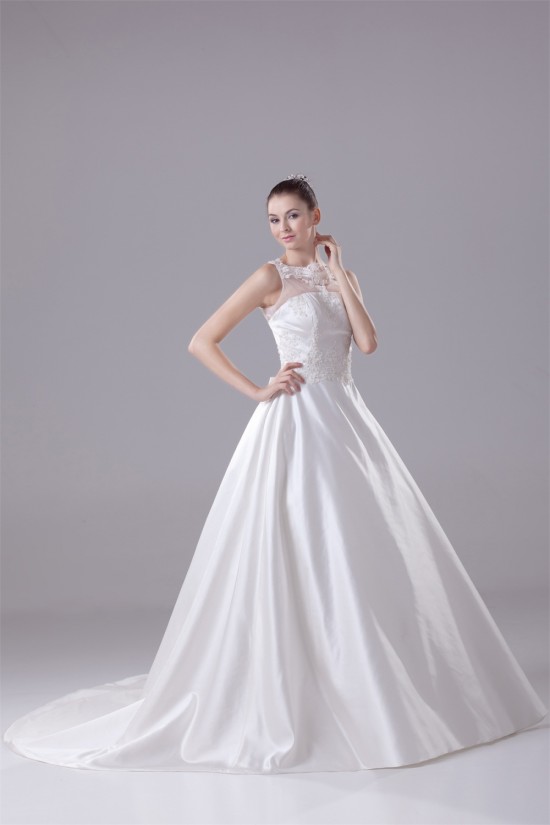A-Line Sleeveless Satin Fine Netting Lace New Arrival Wedding Dresses 2030371 A-Line Sleeveless Satin Fine Netting Lace New Arrival Wedding Dresses 2030371