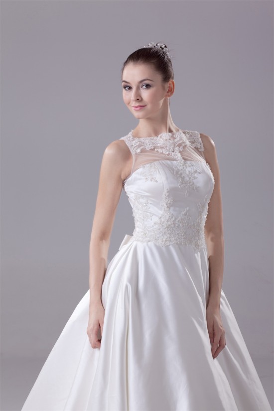 A-Line Sleeveless Satin Fine Netting Lace New Arrival Wedding Dresses 2030371 A-Line Sleeveless Satin Fine Netting Lace New Arrival Wedding Dresses 2030371