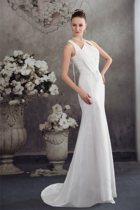 Mermaid/Trumpet Sleeveless Lace Taffeta Straps Reception Wedding Dresses 2030372 Mermaid/Trumpet Sleeveless Lace Taffeta Straps Reception Wedding Dresses 2030372