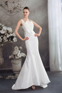 Mermaid/Trumpet Sleeveless Lace Taffeta Straps Reception Wedding Dresses 2030372