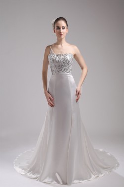 Sleeveless Mermaid/Trumpet One-Shoulder Reception Wedding Dresses 2030373