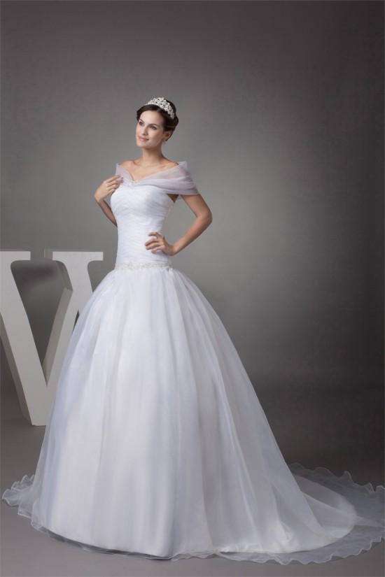 Sleeveless Portrait Satin Organza Princess New Arrival Wedding Dresses 2030379 Sleeveless Portrait Satin Organza Princess New Arrival Wedding Dresses 2030379