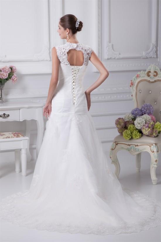 Sleeveless Satin Fine Netting A-Line Straps Lace Wedding Dresses 2030384 Sleeveless Satin Fine Netting A-Line Straps Lace Wedding Dresses 2030384