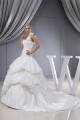 Ball Gown One-Shoulder Sleeveless Satin Lace Fine Netting Wedding Dresses 2030387 Ball Gown One-Shoulder Sleeveless Satin Lace Fine Netting Wedding Dresses 2030387