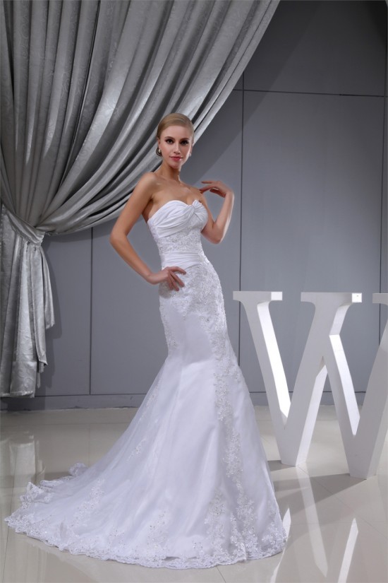 Trumpet/Mermaid Sweetheart Satin Beaded Lace Organza Wedding Dresses 2030391 Trumpet/Mermaid Sweetheart Satin Beaded Lace Organza Wedding Dresses 2030391