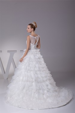 Sleeveless Satin Lace Organza Princess Strapless Reception Wedding Dresses 2030393
