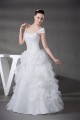 Sleeveless Satin Organza Sequined Lace Portrait Wedding Dresses 2030395