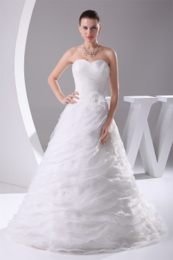 Sleeveless Satin Organza Sweetheart A-Line Best Wedding Dresses 2030396