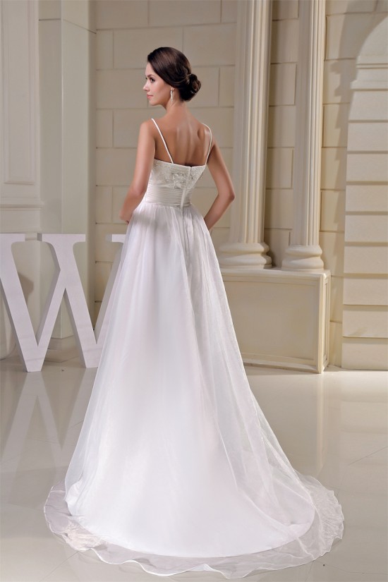 Sleeveless Satin Organza Taffeta Spaghetti Straps Wedding Dresses 2030398