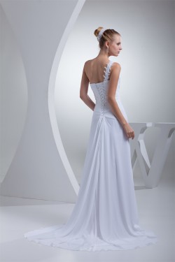 Sleeveless Sheath/Column Chiffon Silk like Satin Best Wedding Dresses 2030399